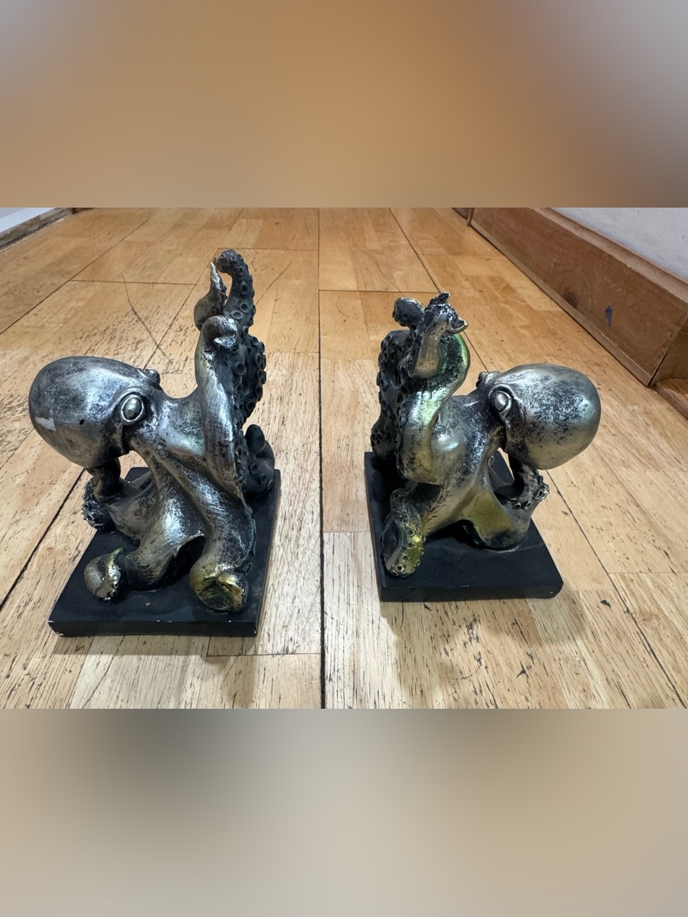 Metallic Octopus Bookends Steampunk Nautical Coastal Decor